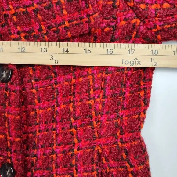 Talbots Petites Tweed Blazer Women's 6P Red/Orange Double-Breasted Wool Blend - Picture 4 of 9
